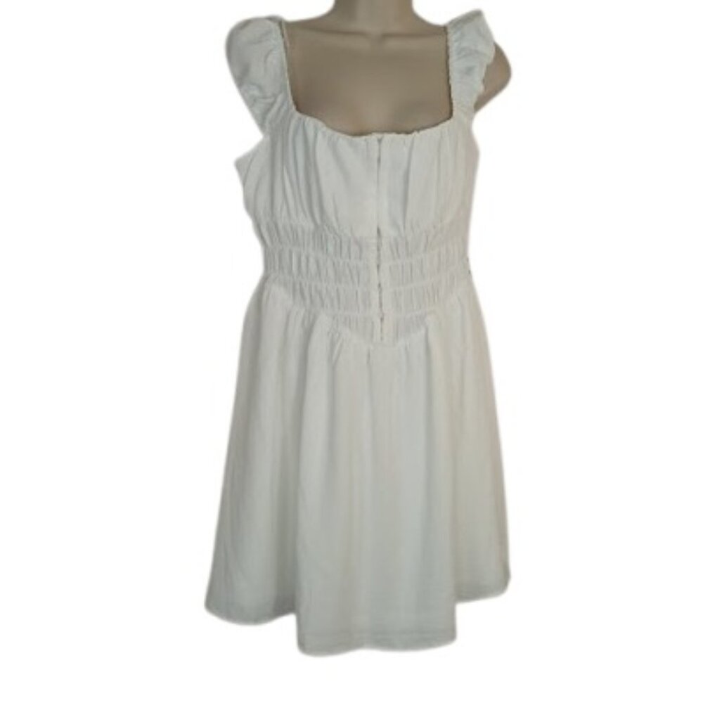 Mixed Threads Los Angeles Womens Corset Smocked Mini Dress White JR L New